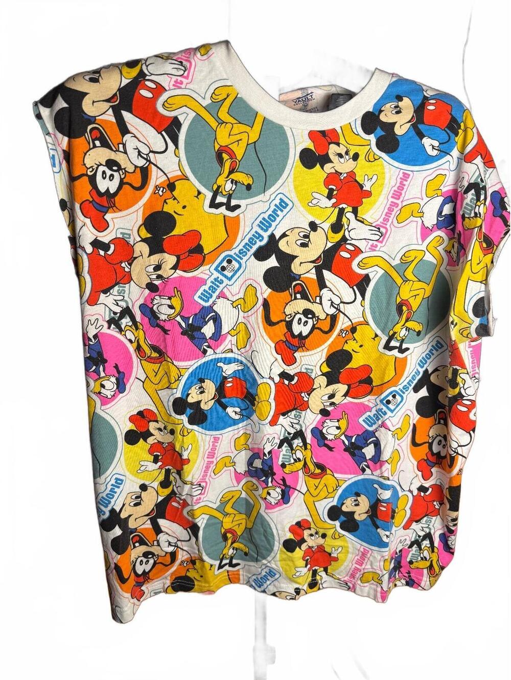 Vintage Walt Disney World All Over Print T Shirt sz XL mickey sleeveless